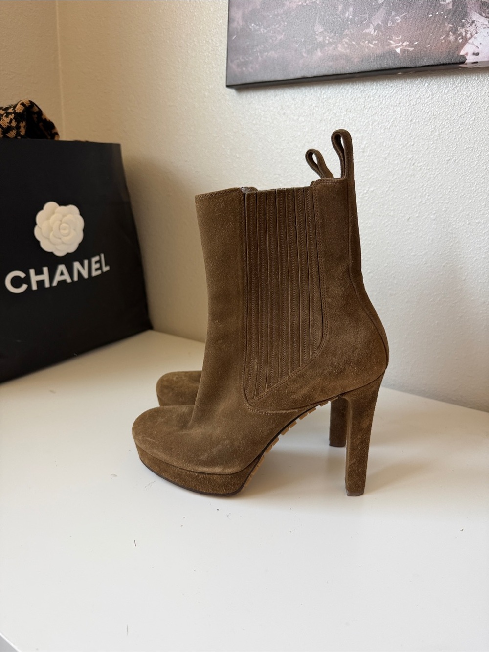 Gucci Brown Suede Platform Ankle Boots